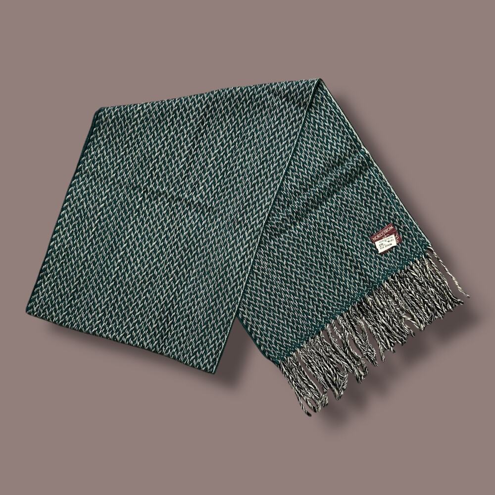 Vintage Nordstrom Scarf Superfine Lambswool Made in Germany Herringbone